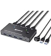 8K KVM HDMI Switch 2 Ports, USB 3.0 KVM Switcher Box, Support 7680x4320@60Hz, 3840x2160@120Hz Res...