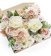 Udoula Blush Artificial Flowers Combo Pack, Faux Ivory Flowers Wedding Combo Arrangement for DIY ...