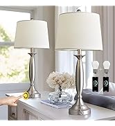 Oneach 3 Way Dimmable Touch Control USB Table Lamp Set of 2 28“Modern Industrial Metal Bedside La...