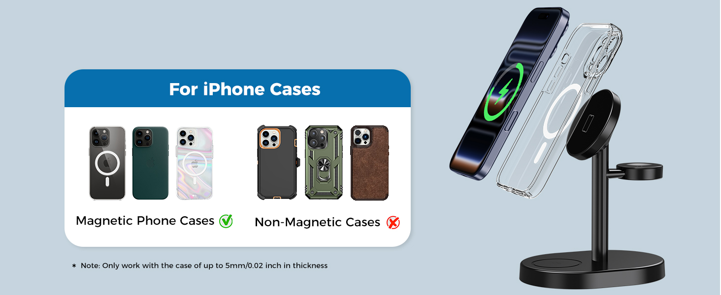 magsafe charger stand 3 in 1 magnetic wireless charging station apple watch iphone 17 16 15 airpods