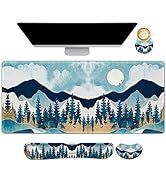 ARTSO Large Gaming Mouse Pad Set, Keyboard Wrist Rest Support + Mouse Wrist Cushion + Extended Mo...