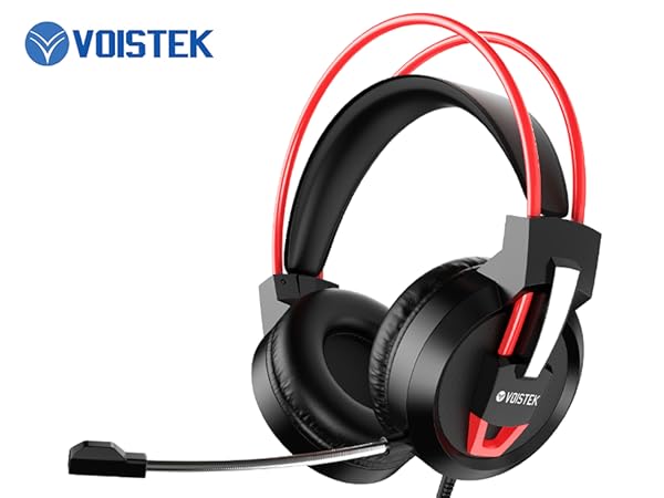 Voistek Gaming Headsets with Microphone, Surround Sound, Noise Cancellation - Red
