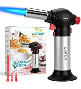 LcFun Butane Torch Lighter with Safety Lock, One-hand Operation Refillable Kitchen Torch with Adj...