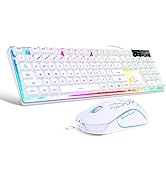 Gaming Keyboard and Mouse Combo, K1 LED Rainbow Backlit Keyboard with 104 Key Computer PC Gaming ...