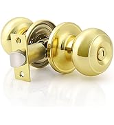 Probrico Privacy Door Knobs Lock Interior Bedroom Bathroom Door Handle Polished Brass Round Ball ...