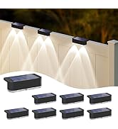 Peasur Solar Fence Lights Outdoor, 8 Pack Step Light Solar Powered, Waterproof LED Deck Lights fo...