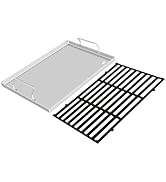 CANDANA Cast Iron Grill Grates+Stainless Steel Griddle for Weber Spirit E-210 E-215 E-220 S-210 S...