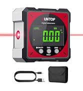 XUNTOP USB Charging Digital Angle Finder Level Box with Laser (Level 2), 4-side Strong Magnetic A...
