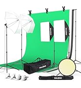 RALENO Photography Lighting Kit, 8.5 x 10 ft Backdrop Stands with Green Screen, Softbox and Umbre...