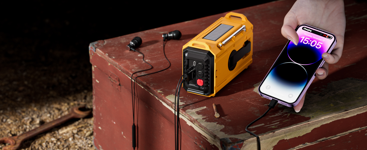 2-in-1 portable radio and cell phone charger