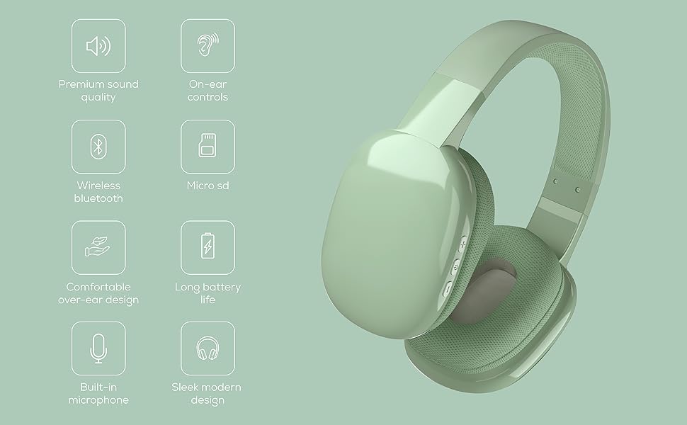 Comfortable Wireless Headphones, OverEar, On Ear, Hands Free Calling, Bluetooth, Noise Isolation, 