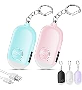 Hion 130dB Personal Safety Alarm for Women Upgraded Vibration Sensor, 2 Pack Rechargeable Self De...