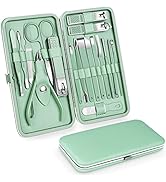 Teamkio 18pcs Manicure Set Pedicure Nail Clippers Set Travel Hygiene Kit Stainless Steel Professi...