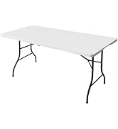 FROASISPRO 6ft Folding Table, Portable Heavy Duty Plastic Fold-in-Half Utility Table for Indoor/O...