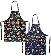 XLSXEXCL 2 Pack Kids Apron, Cute Cooking Aprons, Waterproof Art Apron with Pockets, Toddler Paint...