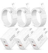 iPhone 17/17 Pro Max/17e Fast Charger, 3 Pack 60W Super Fast Charging Dual Port USB C Wall Charge...