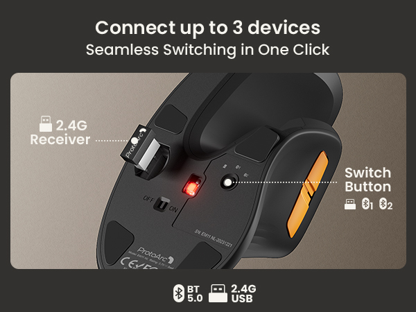 Bluetooth rechargeable vertical moused