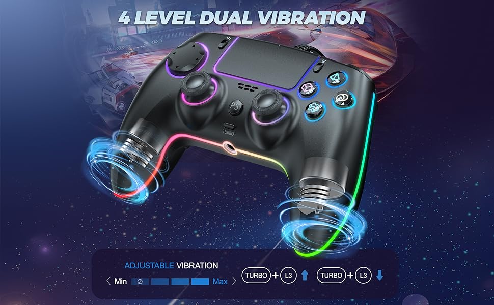 GUOC RGB Wired Controller for PS5/PS4 and PC with Hall Effect Trigger