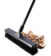 Eyliden Heavy Duty Push Broom 18" - Heavy-Duty, Stiff Bristles, 66" Long Handle - Sweeper Shop Br...