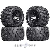 HobbyPark Pre-Glued 2.8" 12mm Hex 1/10 Scale RC Truck Tires and Wheels for Brushless Traxxas Rust...