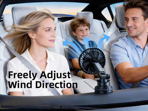Nauttxon 4000mah Multi-Function Suction Cup Car Fan