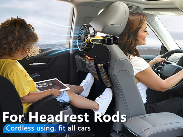 xuenair clip on fan for car roof handles visor headrest backseat backs seat