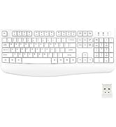 EDJO Wireless Keyboard, 2.4G Ergonomic Full Size Wireless Computer Keyboard with Wrist Rest for W...