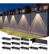 Peasur 12 Pack Solar Fence Lights Outdoor, Deck Light Solar Powered, Waterproof Led Riling Solar ...