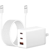 70W USB C Charger, GaN Charger PD USB C 2 Ports Power Adapter Foldable Compatible with MacBook Pr...
