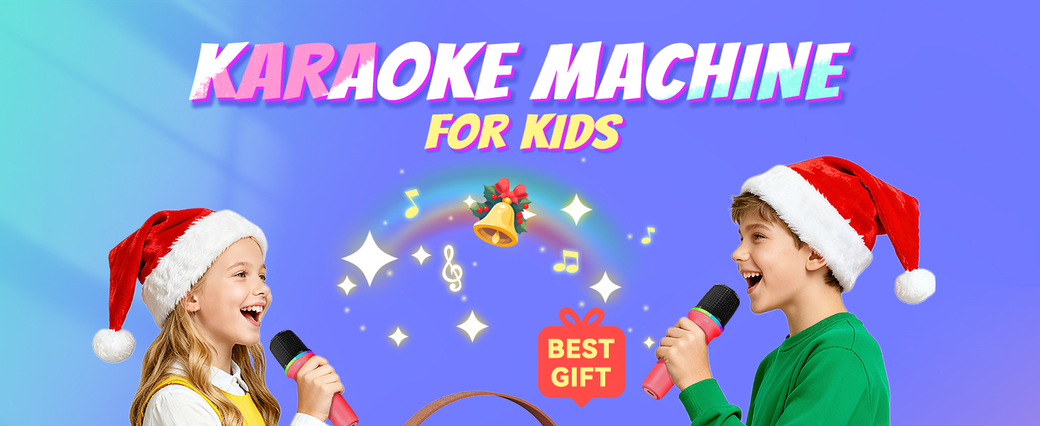 Karaoke Machine for Kids with 2 Wireless Microphones
