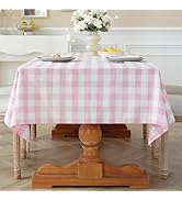 Laolitou Valentines Pink Gingham Table Cloth Rectangle Tables Buffalo Plaid Checkered Tablecloth ...