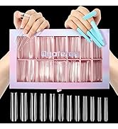 Quaferen 504Pcs Clear Square Nail Tips for Acrylic Nails Professional, XXXL Extra Long Tapered Sq...