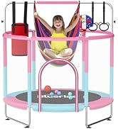 BLUERISE 60" Trampoline for Kids 5FT Toddler Trampolines Indoor/Outdoor with Adjustable Gymnastic...