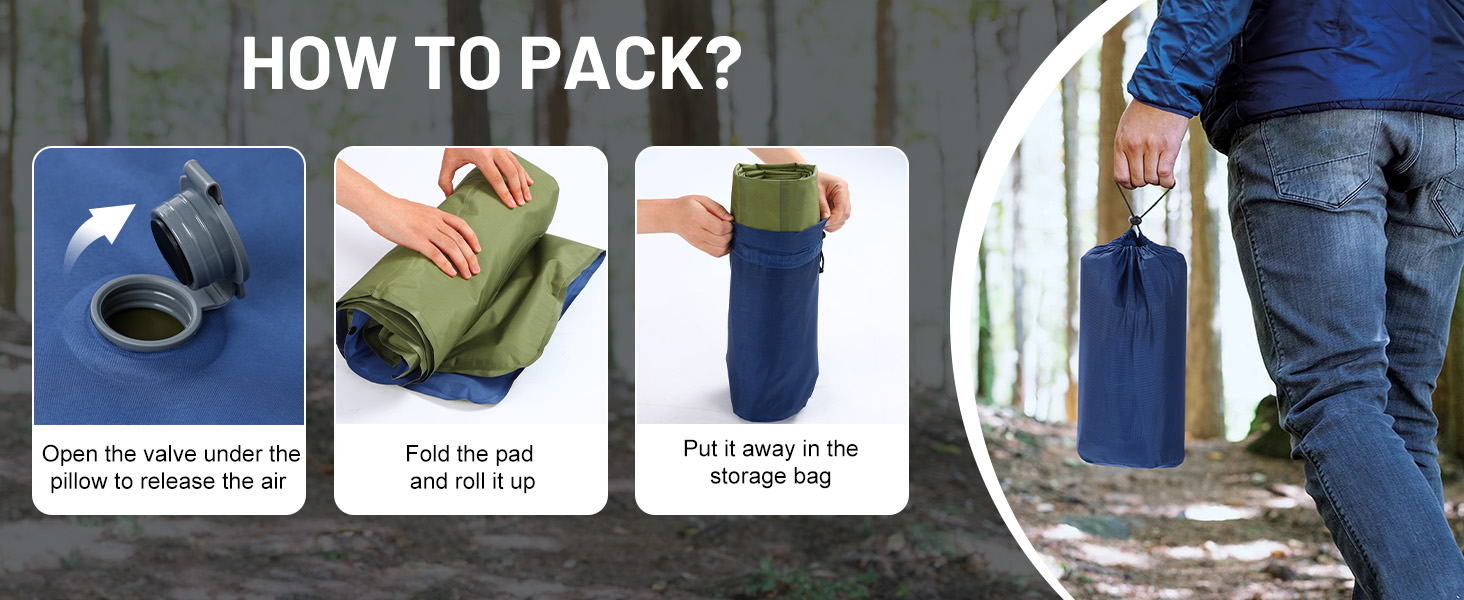 Camping Sleeping Pad,5.9 Inch Thick Camping Mat with Built in Pillow and Foot Pump