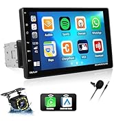 Single Din Car Stereo with Wireless Carplay Android Auto FM Receiver 9 inch Touchscreen Player Ca...