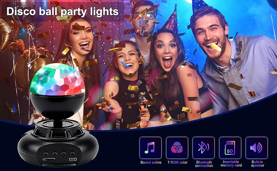 Party Disco DJ Strobe Ocean Projection Light, HiFi Bluetooth 5.5 Speaker,