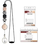 Retractable Lanyards for ID Badges and Keys, Cute Silicone Beaded Breakaway Teacher Lanyard with ...