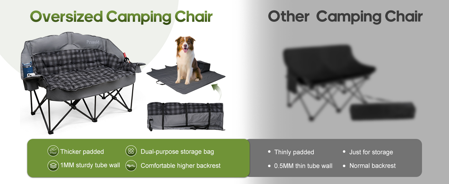 Oversized camping chair with 2 in 1 storage bag, more thicker,more sturdy,more comfortable,