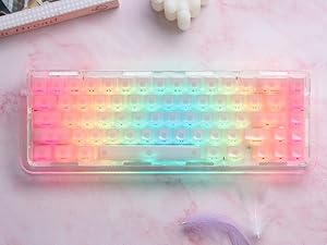 Womier Keycaps Jelly Pink - Ceramic Keycaps Style, Clear Keyboard Key Cap