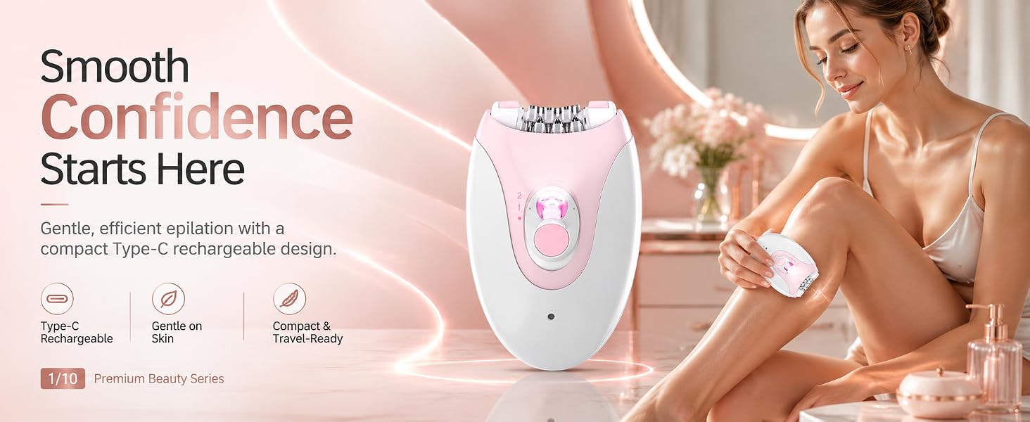 Gentle efficient epilation with a compact Type-c rechargeable design