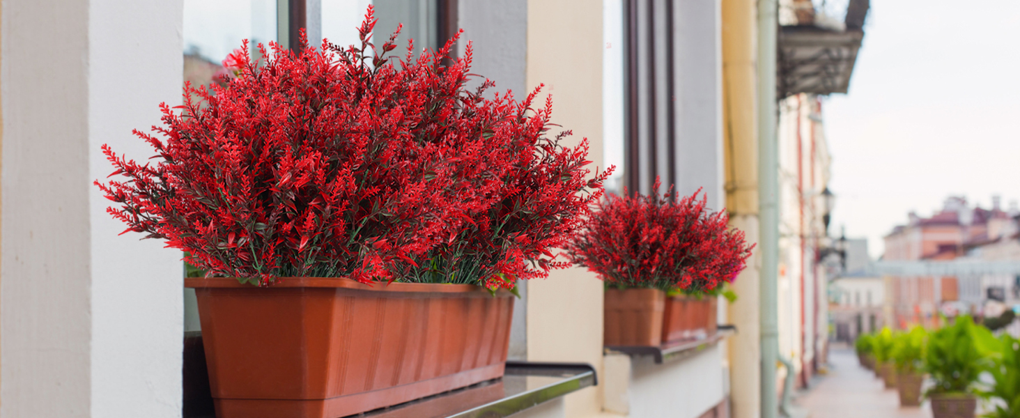 Outdoor Artificial Flowers UV Resistant, Faux Greenery for Indoor Outside Hanging Plants