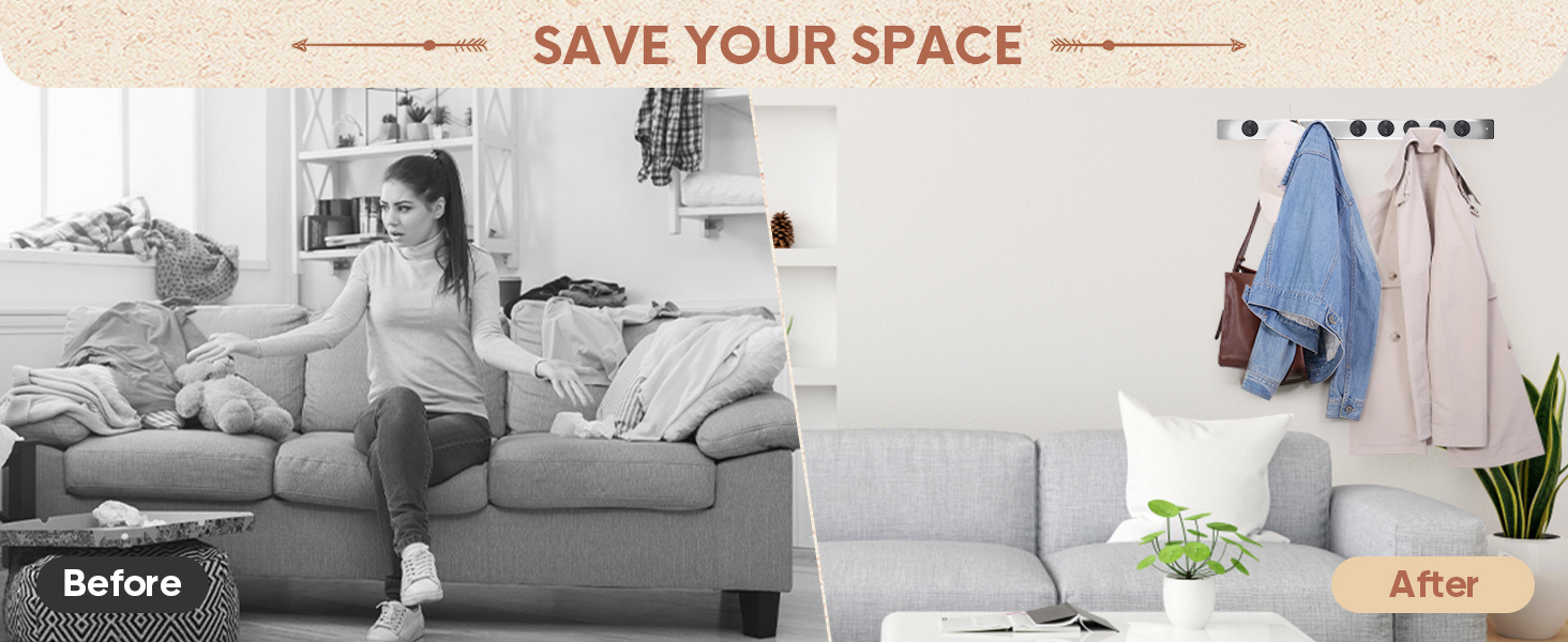 Neosmuk Black magnetic hooks can save your space.
