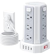 Power Strip Surge Protector, 6.5 Ft Extension Cord with 12 AC Multiple Outlets 4 USB (1 USB C), S...