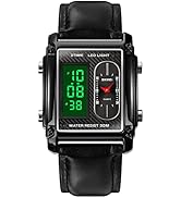 FANMIS Men's Rectangle Dial Sports Wrist Watches with 7 Colors Optional LED Backlight Multifuncti...