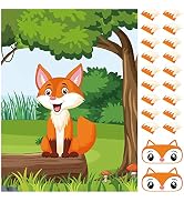NEBURORA Pin The Tail on The Fox Party Game with 30 Tails for Forest Farm Birthday Christmas Part...