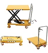 500lbs Hydraulic Scissor Lift Table, 27.6x14.32in, 30.5in Max Height, Single Scissor, 4 PU Wheels...