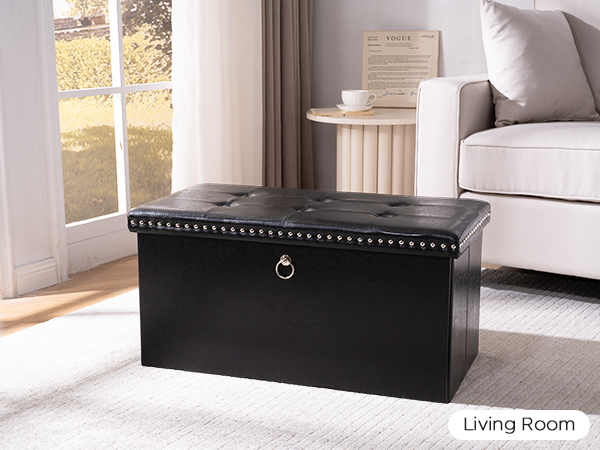 oakvivo Folding Storage Ottoman Bench Small Leather Foot Rest Stools Ottoman with Storage Footstool