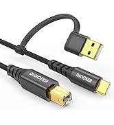 DIOOEER USB Printer Cable 2-in-1 USB B to USB C/A 6 Feet, High Speed Printer Cord Nylon Braided M...