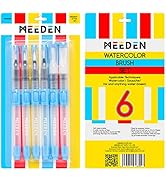 MEEDEN Water Brush Pens, Set of 6, Watercolor Brushes with Assorted Soft Nylon Bristle Sizes, Eas...
