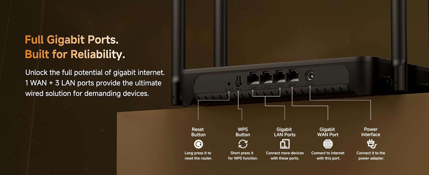 10/100/1000Mbps Gigabit Ethernet Ports